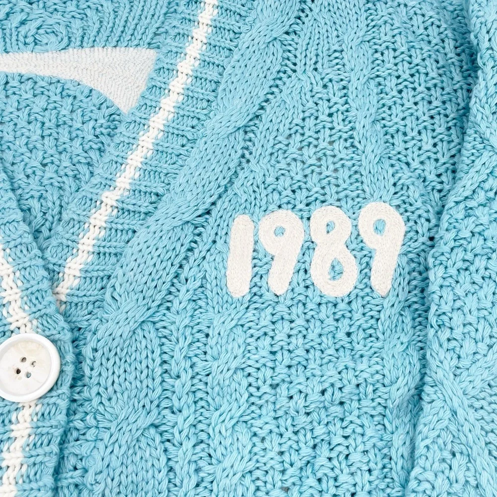 NEW Taylor Swift 1989 Cardigan Tayor's Version Blue Seagulls Size Medium Large